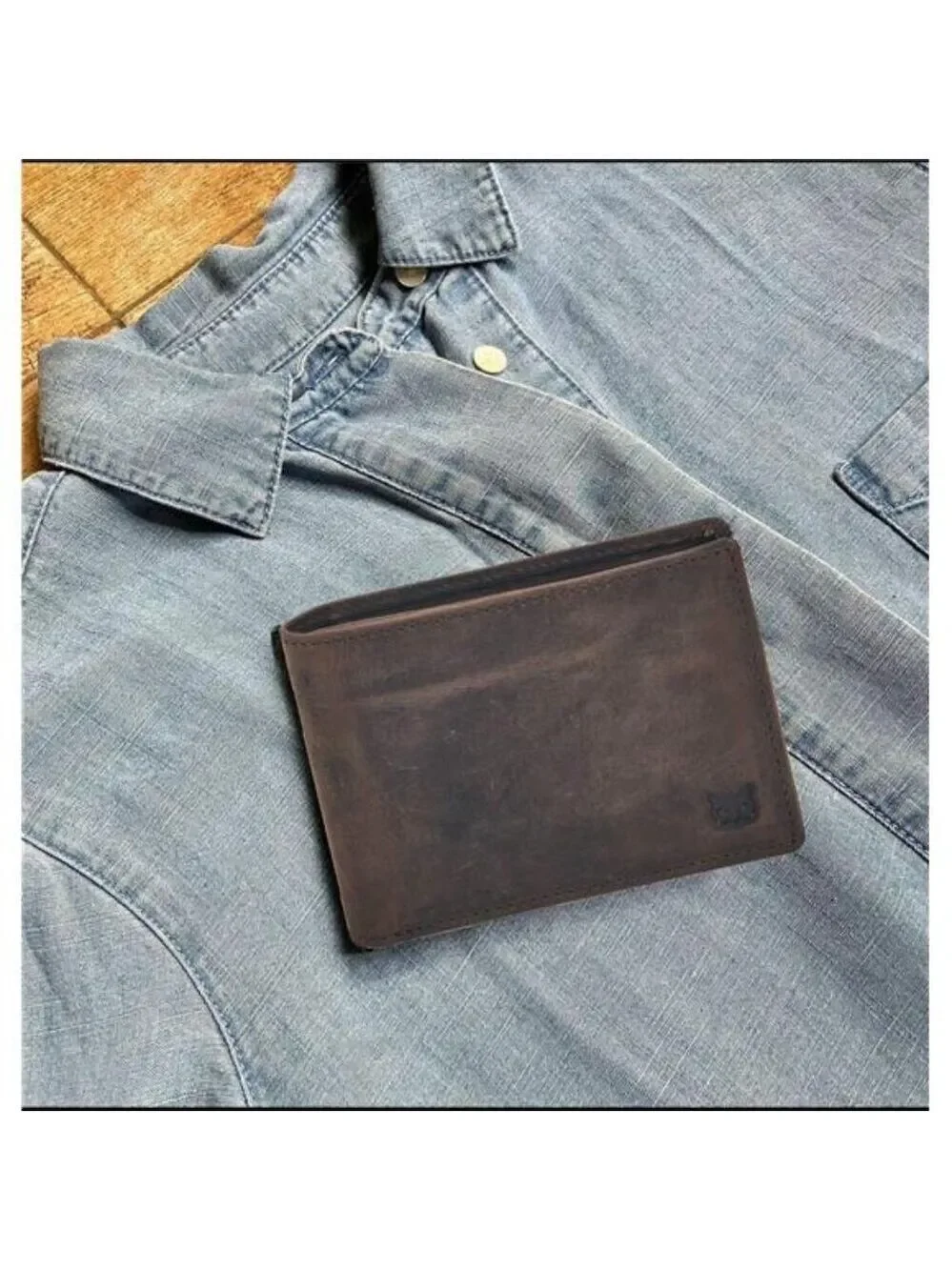 Mens Leather Wallet Bifold RFID Blocking Slim Minimalist Front Pocket Gift